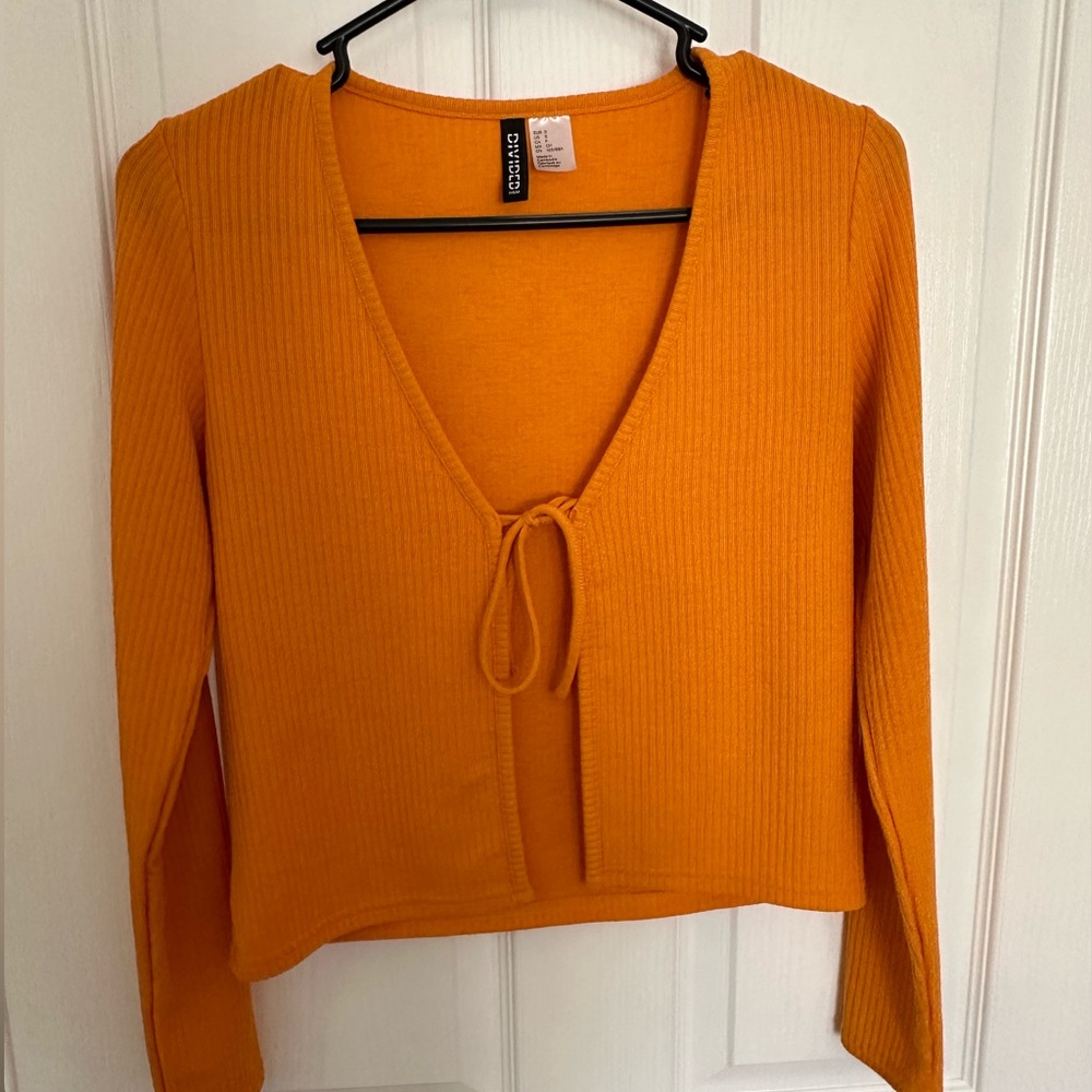 Orange tie front long sleeve